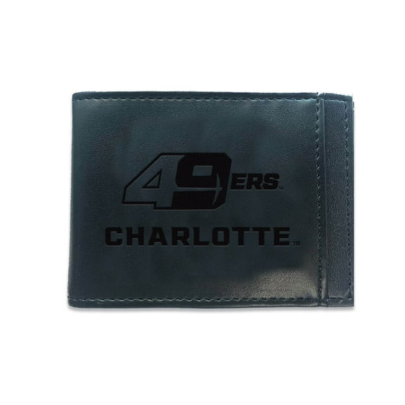 Black Charlotte 49ers Hybrid Leather Front Pocket Bi-Fold Wallet with Money Clip