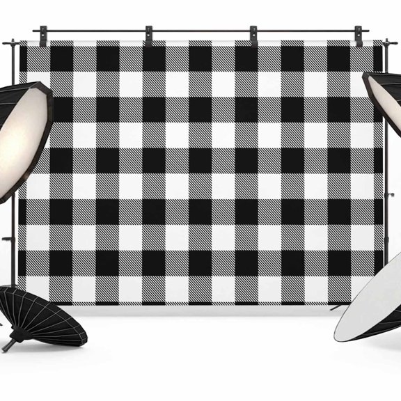 Black Check Plaid Photography Backdrop 7x5FT, Black White Farmhouse Style Photo Backdrops, Background for Photography Studio Photo Studio Background, Back Drop for Photoshoot