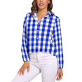 thumbnail image 1 of Black Checkerboard Blouse Classic Black and White Checker Office Print Blouses Women Autumn Oversize Long Sleeve Casual Shirts, 1 of 7