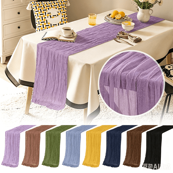 Black Cheesecloth Table Runner 10 Pack – 108 Inch Boho Gauze Runner for Wedding Party Farmhouse Table Decor, Rustic Bohemian Table Runner for Banquet, Reception, Home Dining