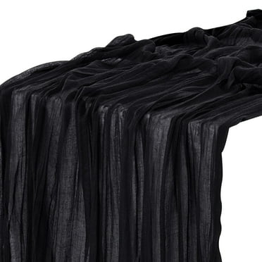 Black Cheesecloth Table Runner Boho Rustic Gauze Summer 35x120 inch 10FT Cheese Cloth Runner for Wedding Party Baby Shower Birthday Home Decor Holiday Decorations