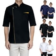 thumbnail image 1 of Black Chef Coat With Mesh Lightweight Chef Jacket Men Short Sleeve Chef Uniform for Kitchen,Restaurant,Bakery Black 3XL, 1 of 5