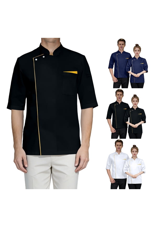 Black Chef Coat With Mesh Lightweight Chef Jacket Men Short Sleeve Chef Uniform for Kitchen,Restaurant,Bakery Black XL