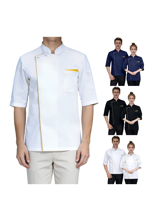 Black Chef Coat With Mesh Lightweight Chef Jacket Men Short Sleeve Chef Uniform for Kitchen,Restaurant,Bakery White XL