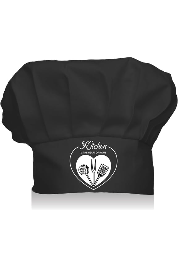 Black Chef Hat Adults Adjustable Elastic Baker Kitchen Catering Wear Cooking Hats Cotton Chef Cap for Women Men Grilling Baking BBQ Gift Dad 11.8x9in-Kitchen is The Heart of Home for DIY