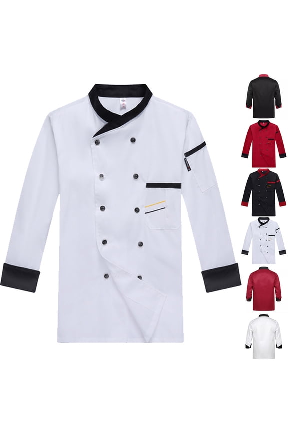 Black Chef Jacket Long Sleeve Men's Chef Jacket Chef Uniform Suitable for Kitchen, Restaurant, Hotel Uniform