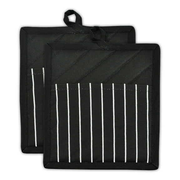 Black Chef Stripe Potholder (Set of 2)