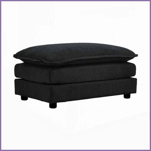 Black Chenille Ottoman  Versatile Footrest for 2-4 Seater Sofas | Living Room Comfort