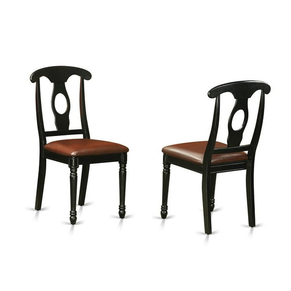 Black & Cherry Dining Chairs - Set of 2 | Traditional Design | Faux Leather Seat | Elevate Your Dining Room Ambiance