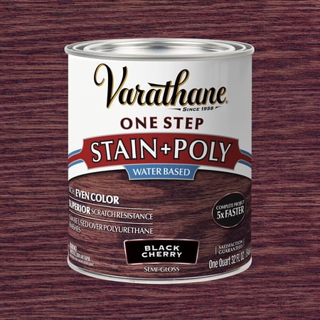 Black Cherry, Varathane One Step Interior Wood Stain + Polyurethane, Semi-Gloss -384367, Quart