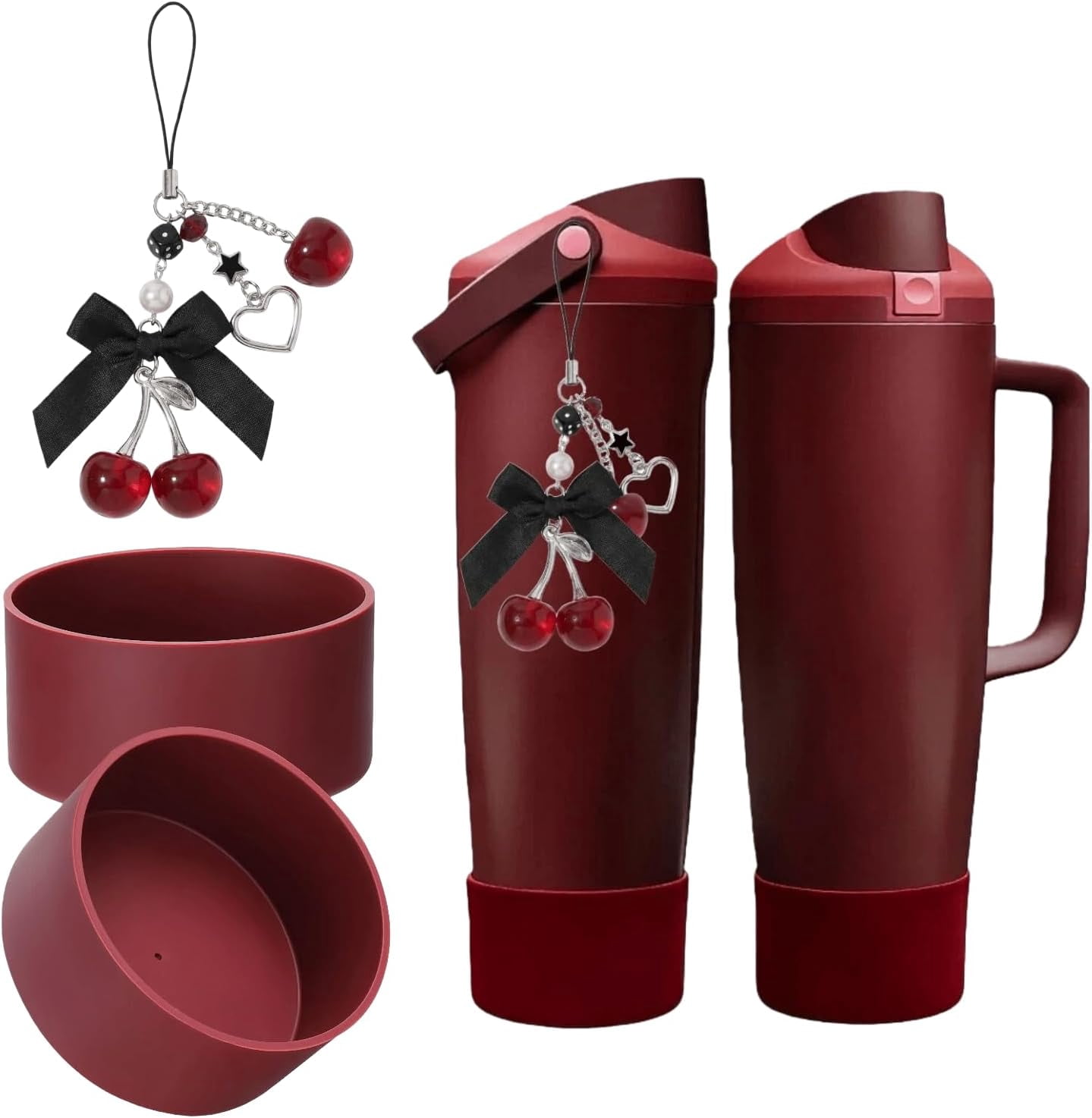 Black Cherry for Owala Water Bottle Charm & 2PCS Silicone Boot for ...