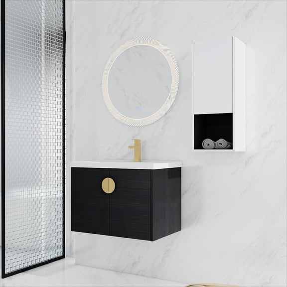 Black Chestnut Color - Double Door and Side Cabinet - Bathroom - Abundant Storage for Essentials