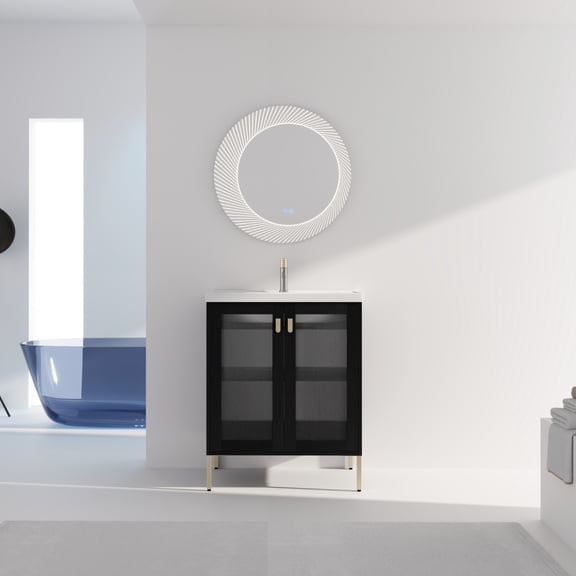 Black Chestnut Color Freestanding | Bathroom Vanity with Metal Handles | Enhanced Aesthetic and Practical Function in Bathrooms