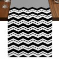 thumbnail image 1 of Black Chevron 108 Inch Table Runner, Geometric Grey Print Wavy Striped White Farmhouse Dresser Scarf Cotton & Linen Tablerunner for Dining/Kitchen Island/Holiday Party Décor 13" x 108", 1 of 9