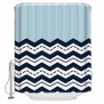 thumbnail image 1 of Black Chevron Shower Curtains for Bathroom Waterproof Fabric Bath Curtains Decor Bath Tub Curtain Geometric Blue White Sea Wavy Striped Decorative Shower Curtain Sets with 12 Hooks, 72x72 Inch, 1 of 6