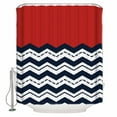 thumbnail image 1 of Black Chevron Shower Curtains for Bathroom Waterproof Fabric Bath Curtains Decor Bath Tub Curtain Geometric Navy Blue White Sea Wavy Striped Decorative Shower Curtain Sets with 12 Hooks, 72x72 Inch, 1 of 6