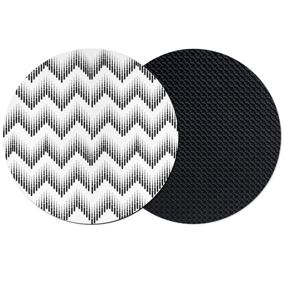 Black Chevron Waves Coasters Set of 2, Absorbent Coasters for Drinks, Modern Abstract Art Boho Geometric Coaster for Desk Coffee Table Protection, Home Decor House Warming Gifts 4"