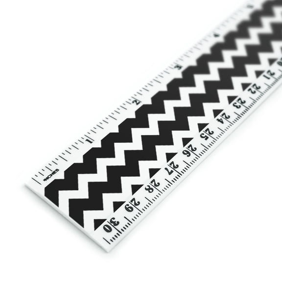 Black Chevrons Pattern 12 Inch Standard and Metric Plastic Ruler