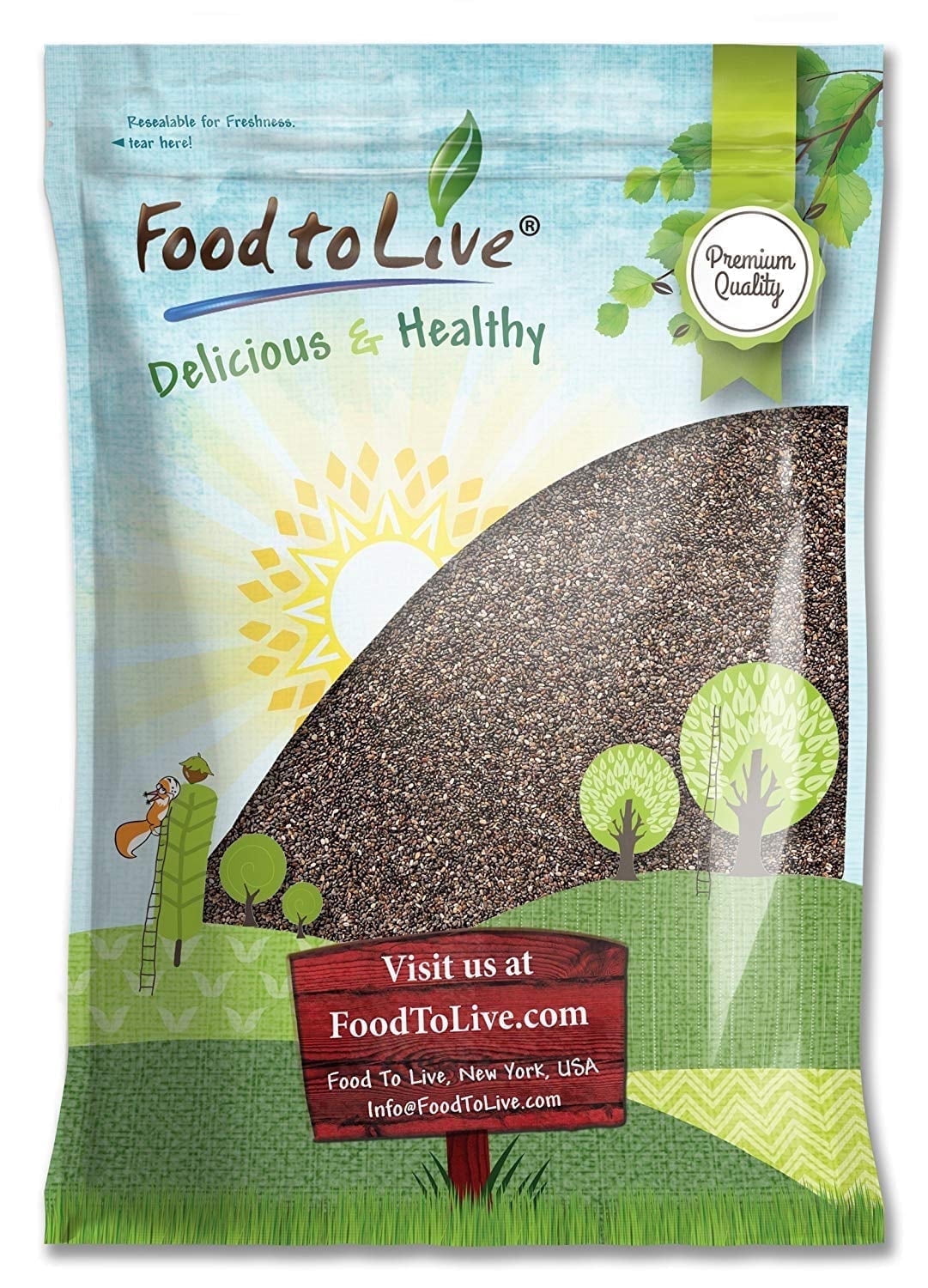 Black Chia Seeds, 10 Pounds - Kosher, Sproutable, Raw, Vegan - by Food to Live