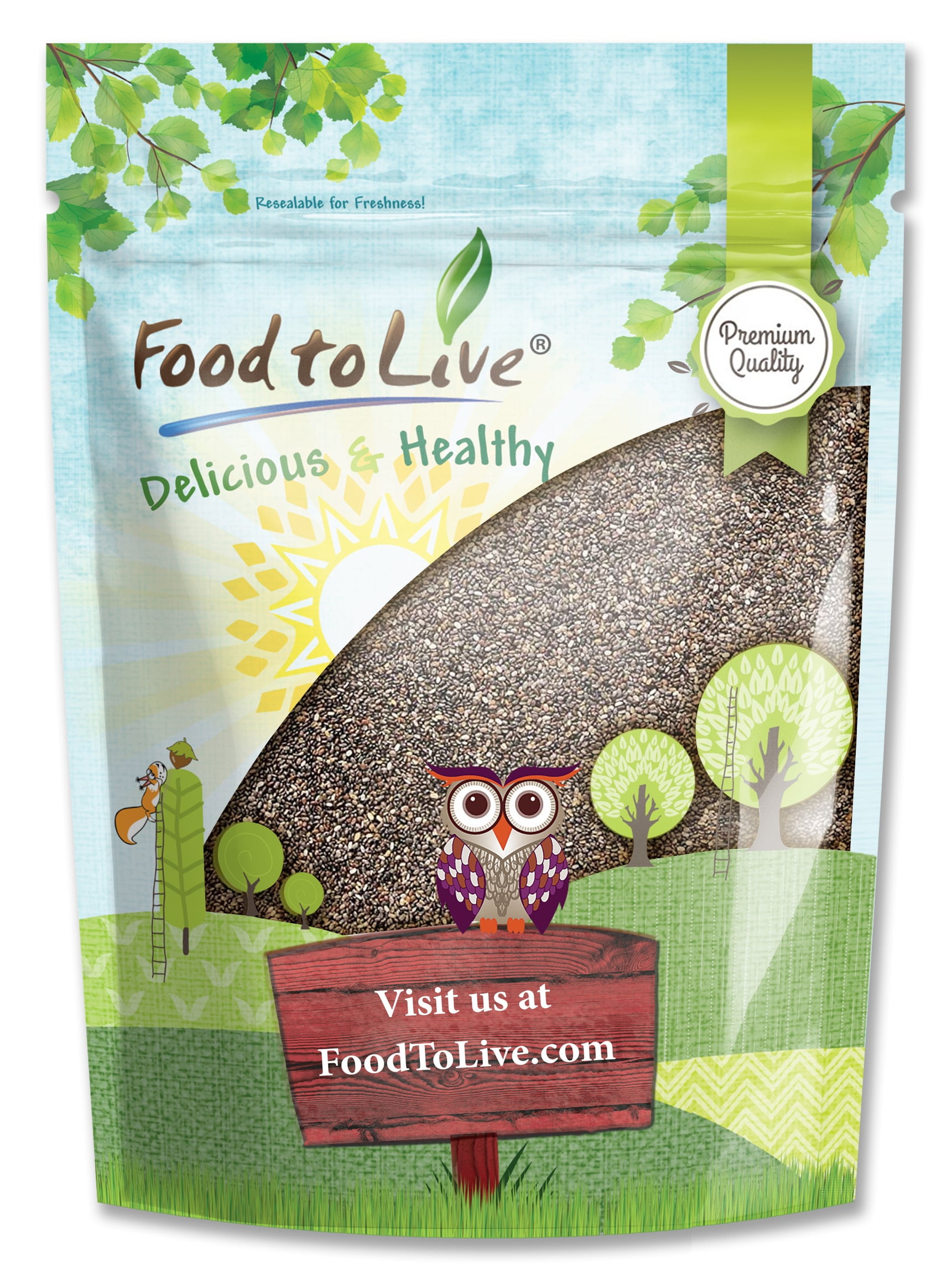 Black Chia Seeds, 2 Pounds - Kosher, Sproutable, Raw, Vegan - by Food to Live