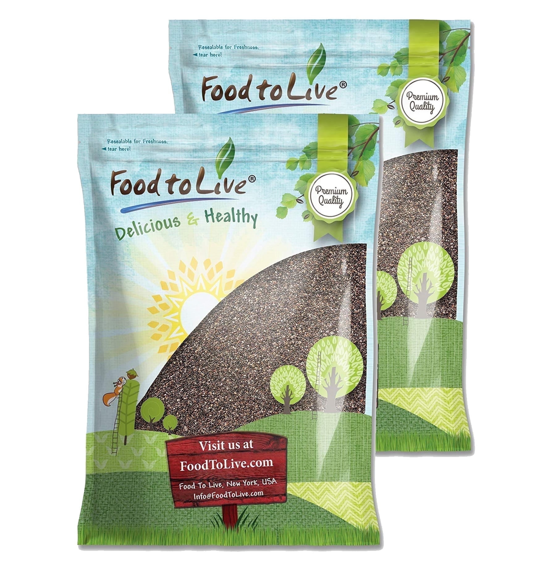 Black Chia Seeds, 20 Pounds - Kosher, Sproutable, Raw, Vegan - by Food to Live