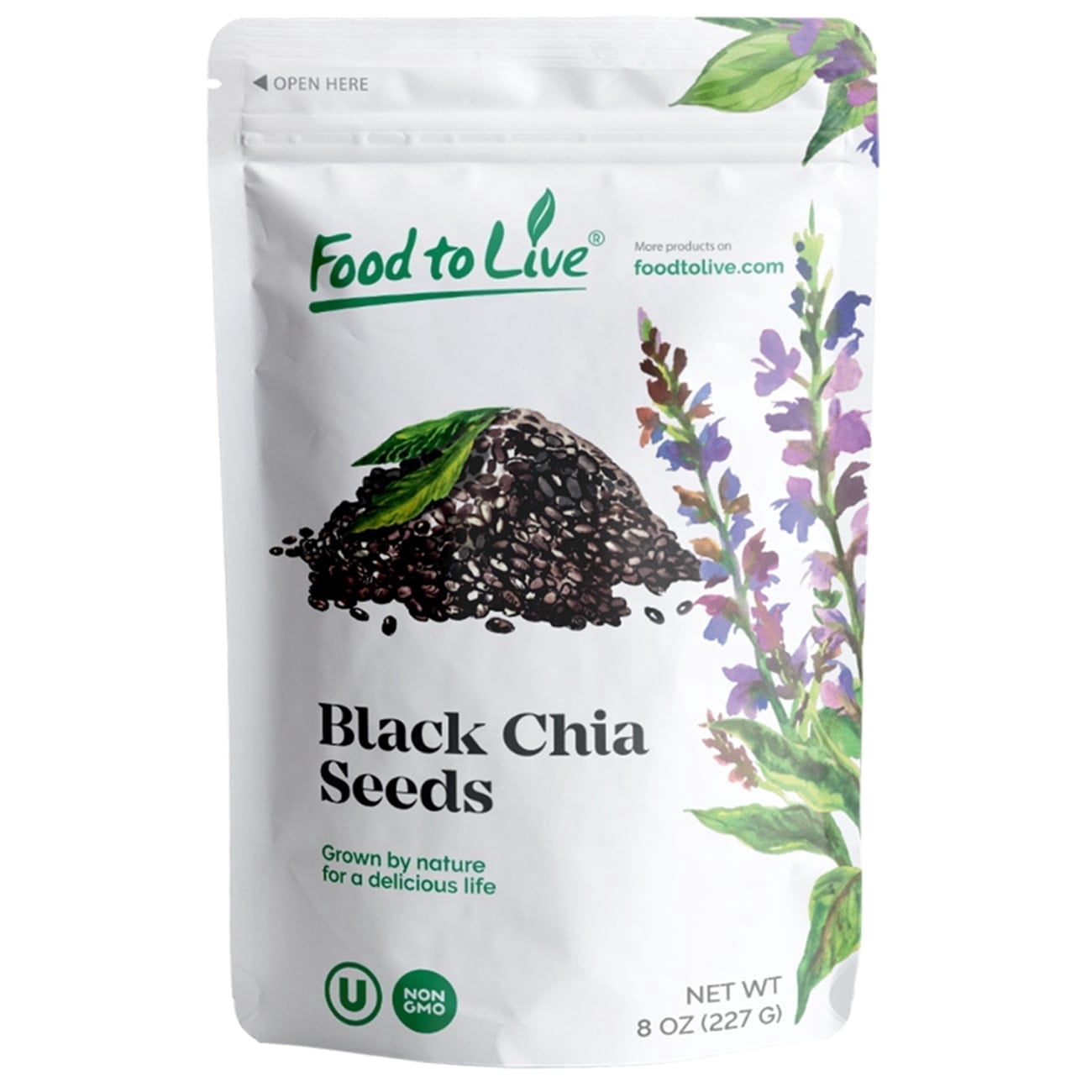 Black Chia Seeds, 8 Ounces - Kosher, Sproutable, Raw, Vegan - by Food to Live