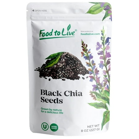 Black Chia Seeds, 8 Ounces – Kosher, Sproutable, Raw, Vegan - by Food to Live