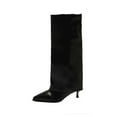 thumbnail image 1 of Black Chic Women'S Boots Featuring A Cuffed Design And Slim Heel For A Sleek And Modern Look, 1 of 5