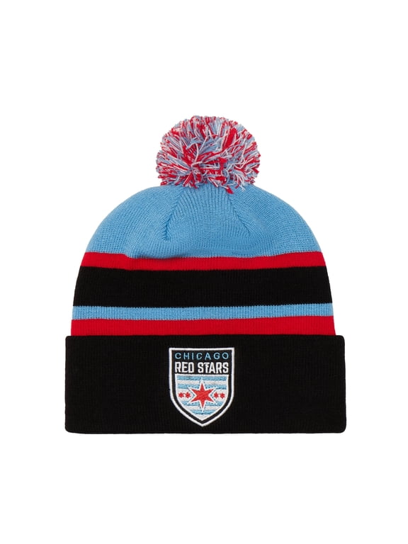 Black Chicago Red Stars Cuffed Knit Hat with Pom