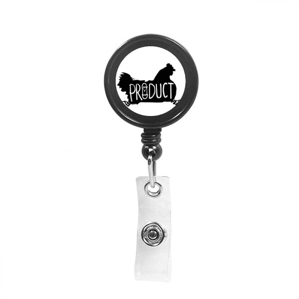 Black Chicken Animal Outline Natural Retractable Keychain Badge Holder ID Badge