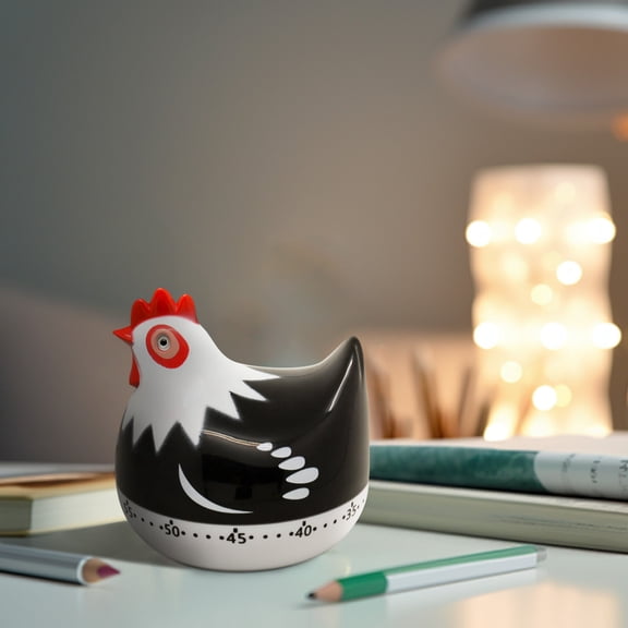 Black Chicken Shaped Kitchen Timer, Mechanical Baking Timer, 60-Minute Countdown, Cute Egg Timer, Cooking Tool for Baking Boiling Roasting