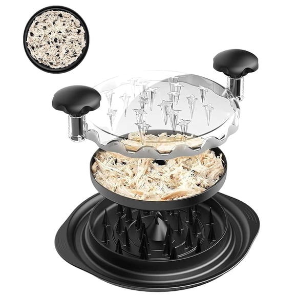 Black Chicken Shredder Tool Twist with Removable Tray - 10'' Pro Large Meat Shredders for Chicken Breast,Visible Kitchen Gadgets Grinder Machine