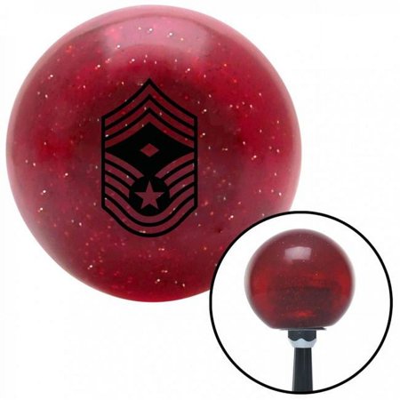 Black Chief Master Sergeant First Sergeant Red Metal Flake Shift Knob with M16 x 1.5 Insert
