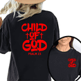 thumbnail image 1 of Black Child of God Psalm 23 Print Tshirt Graphic Tees Shirts Bold Red Design Christian Worship Church Casual Daily Wear Tops S-5XL, 1 of 5