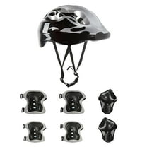 Black Children Safety Gear Set 7Pcs Helmet Knee Elbow Wrist Guards For Skate Cycling Roller Skating Adjustable Comfortable Fit Black 20X15Inch