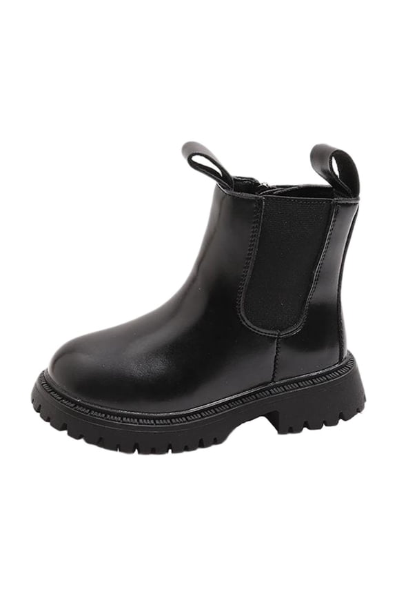Black Childrens Classic Ankle Boots British Style Casual Short Boots For Little Kids Fall Collection