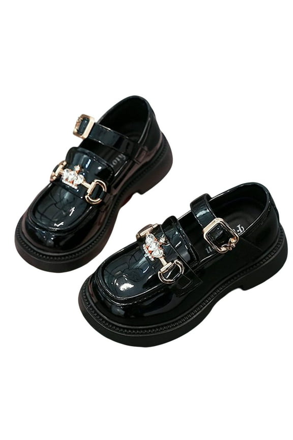 Black Childrens Fashion Leather Shoes With Soft Sole For Girls, Elegant And Practical For Daily Use And Special Events