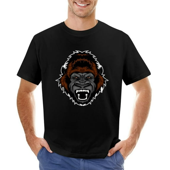Black Chimpanzee Men’s T-Shirt 100% Cotton Casual Short Sleeve Tops Gift Tee Black 3XL