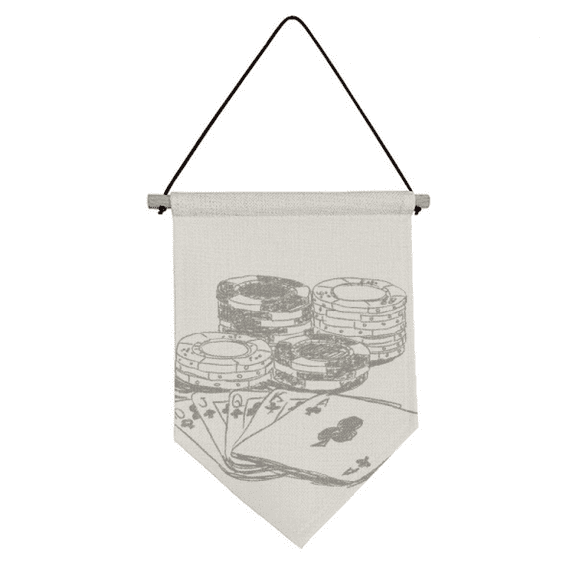 Black Chip Poker Illustration Pattern Canvas Flag Hanging Wall Art Decor Banner