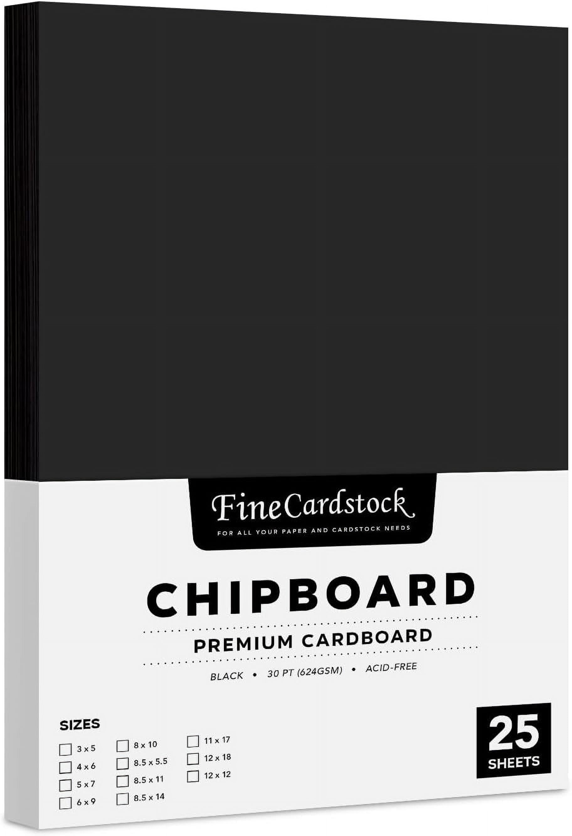 Black Chipboard – Medium Weight 30 Point (0.03 inch) Cardboard | Thick ...