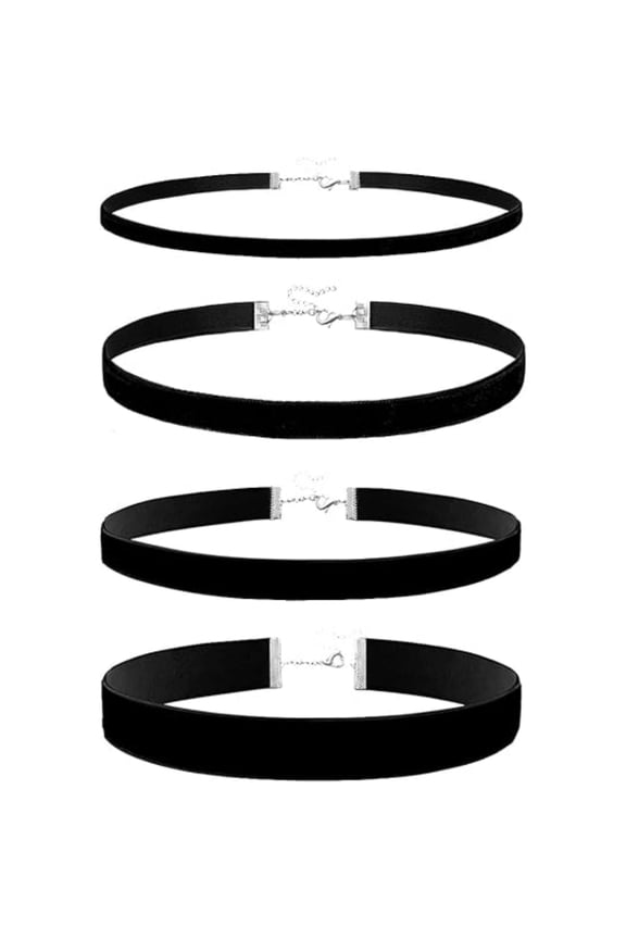 Black Choker Necklace 4 Pcs for Woman Velvet Adjustable for Gothic Accessories