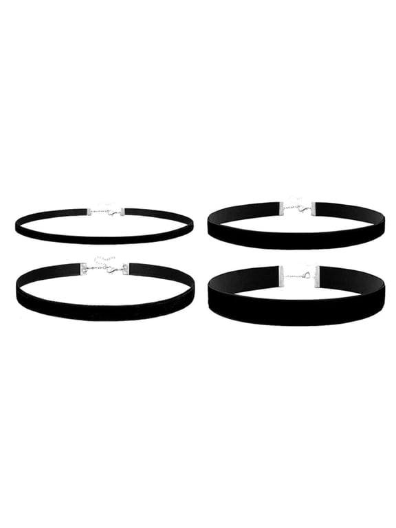 Black Choker Necklace 4 Pcs for Woman Velvet Adjustable for Gothic Accessories