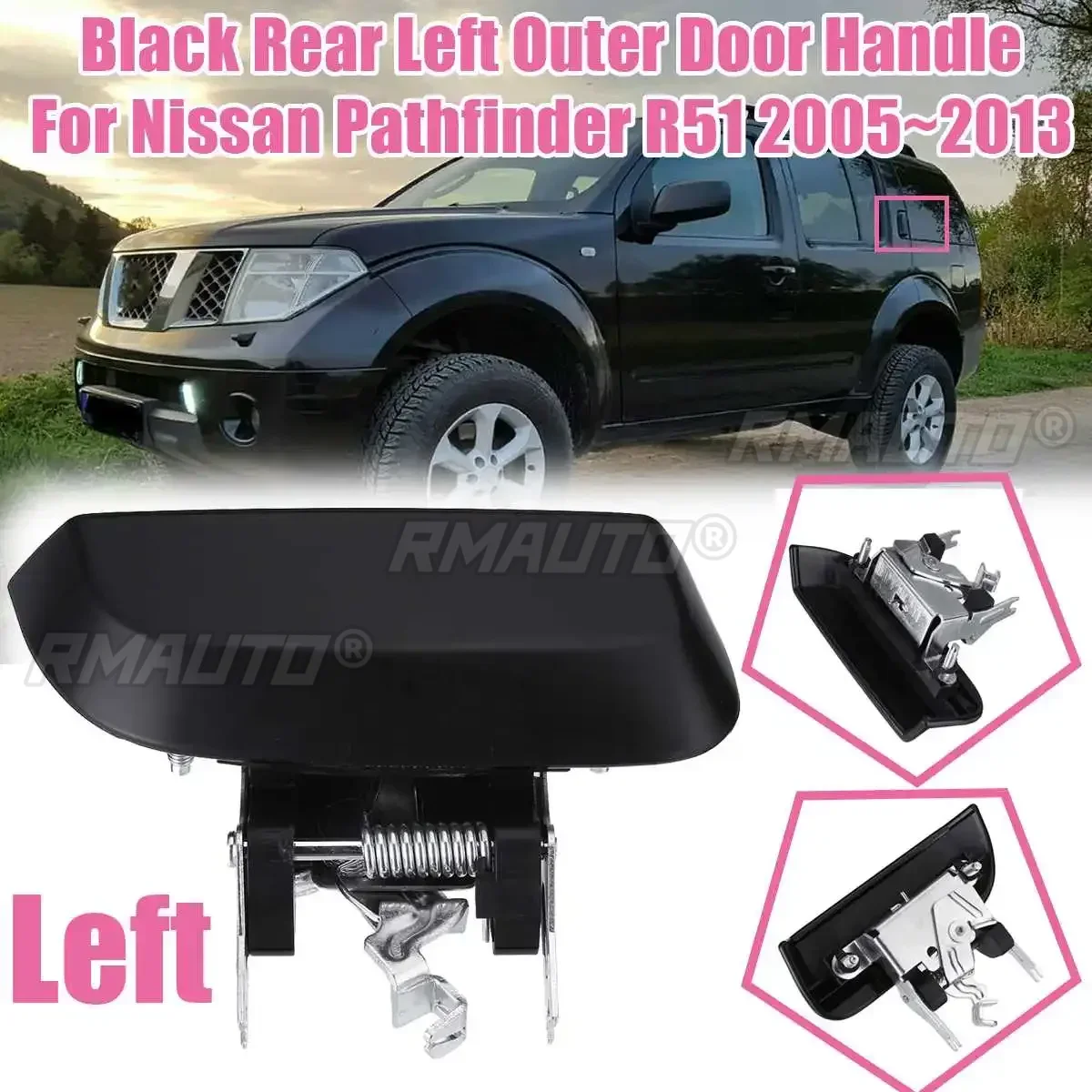 Black / Chorme Rear Door Outer Handle left/right For Nissan Pathfinder ...