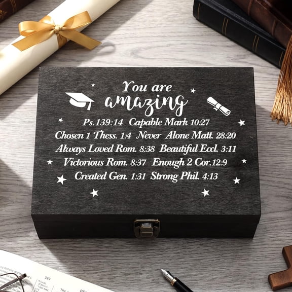 Black Christian Graduation Memory Keepsake Box