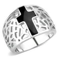 thumbnail image 1 of Black Christian Holy Cross Womens 316 Stainless Steel Wide Band Religious Ring - Size 10, 1 of 5