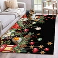 thumbnail image 1 of Black Christmas Area Rug 3x5 Washable Rug Non Slip Xams Tree Winter Poinsettia Pine Cones Large Area Rug Indoor Floor Carpet for Entryway Bedroom Kitchen Living Room Home Office Dining Room Nursery, 1 of 8