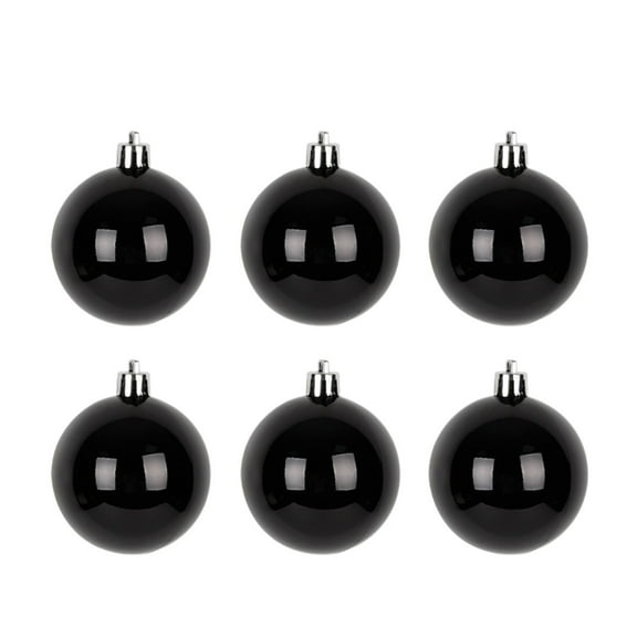 Black Christmas Balls, Christmas Tree Ornaments, 6 Pcs Holiday Decorative Balls for Christmas Tree and Wreath, Durable Plastic, Easy to Hang, Indoor and Outdoor Use, 2.36 Inch
