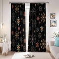 thumbnail image 1 of Black Christmas Blackout Curtains for Bedroom/Living Room, Pinch Pleated Black Out Curtains, Winters Colorful Snowflakes Patterned Room Darkening Window Drapes with Hooks 2 Panels, 39"x70", 1 of 8