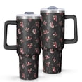thumbnail image 1 of Black Christmas Car and Santa Pattern Tumbler with Handle and Lid,40oz Double Wall Vacuum Insulated Tumbler,Cups Gift for Women and Men, 1 of 7