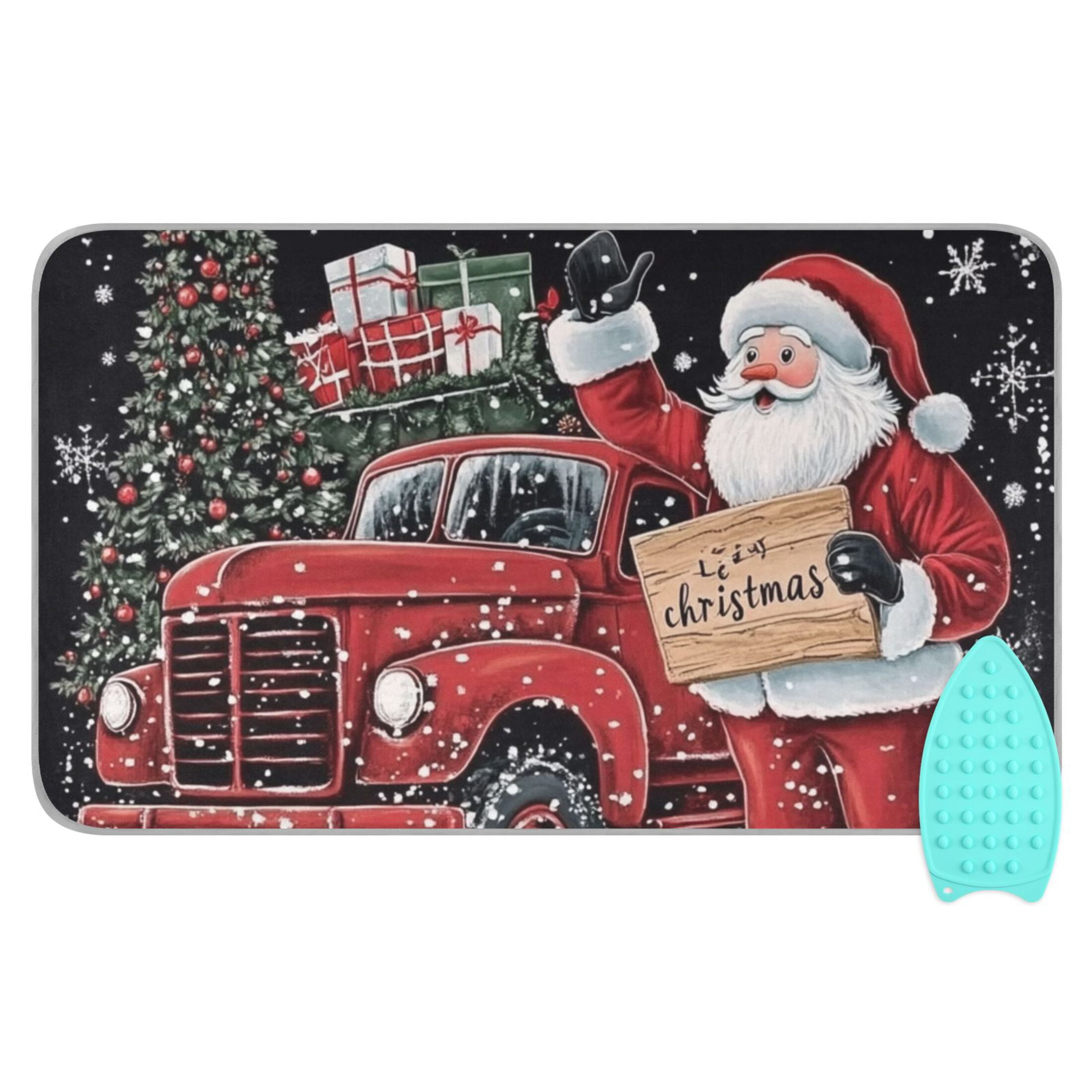 Black Christmas Card Ironing Mat Blanket for Table Top Travel Portable Ironing Board Pad 47.2x27.6 Inch